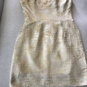 Shoshanna cream & gold mid thigh dress